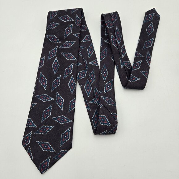 Camden Court Mens Tie Blue Red Grey Abstract Made in the USA Wide RN16484 - Picture 4 of 5